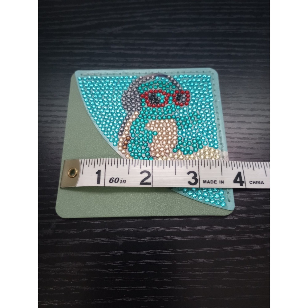 Handmade Diamond Painting Turtle Bookmark Faux Leather Reading Gift 4" x 6" - Picture 3 of 3